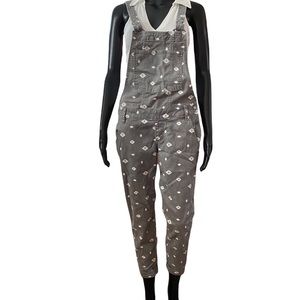 Hollister Grey Patterned Overalls, EUC